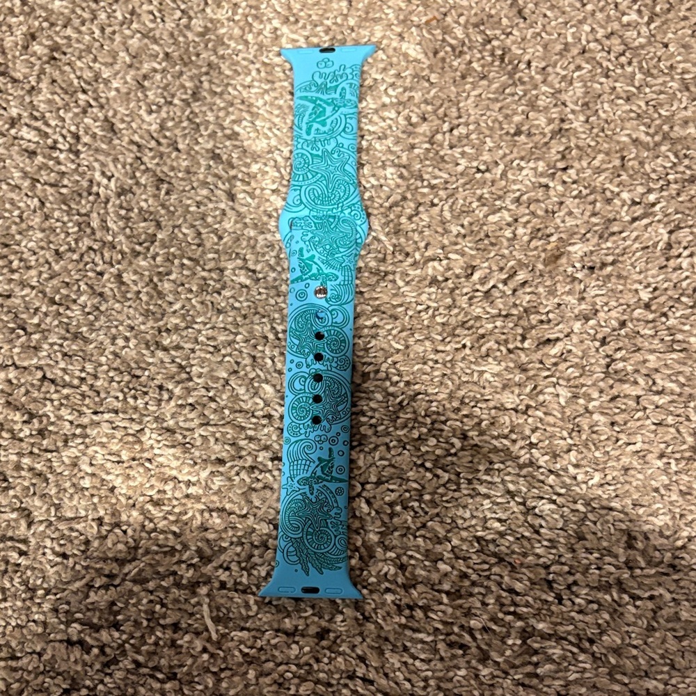 Turquoise Patterned Silicone Watch Band for Smartwatches